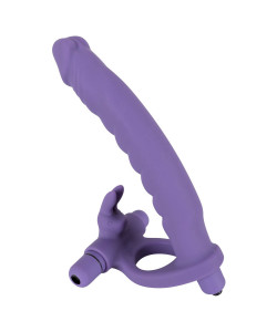 Strap-on DP Vibrator til ham med klitoris stimulator og Penisring