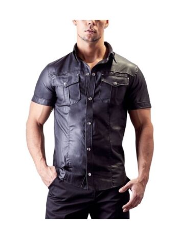 sort læderlook skjorte til ham