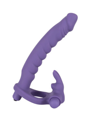 Strap-on DP Vibrator til ham med klitoris stimulator og Penisring