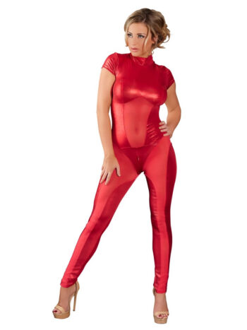 Rød Wetlook Catsuit
