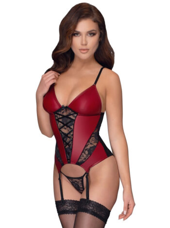 Wetlook Bustier med Blonder